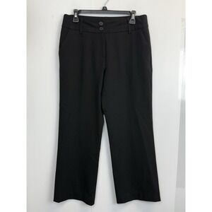 Atelier  Luxe Women's Black‎ Stretch Wide Leg Trousers Size 8 Pants Side Pockets